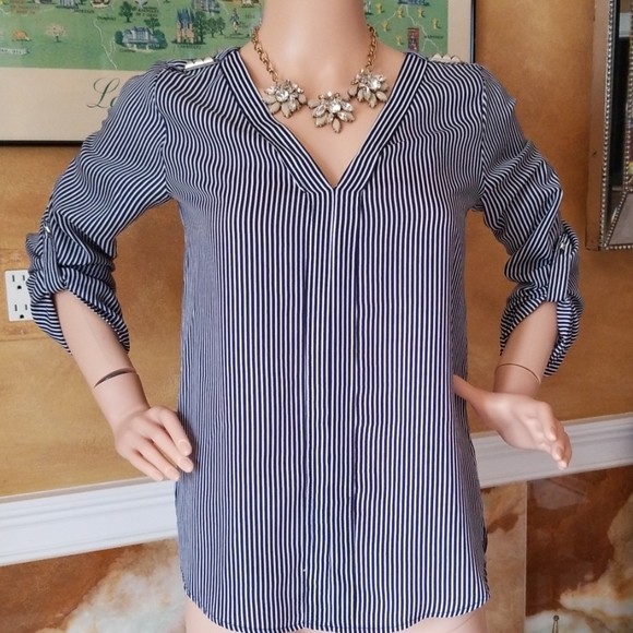Zara Tops - Striped & Studded Zara Basic Blouse XS NWOT